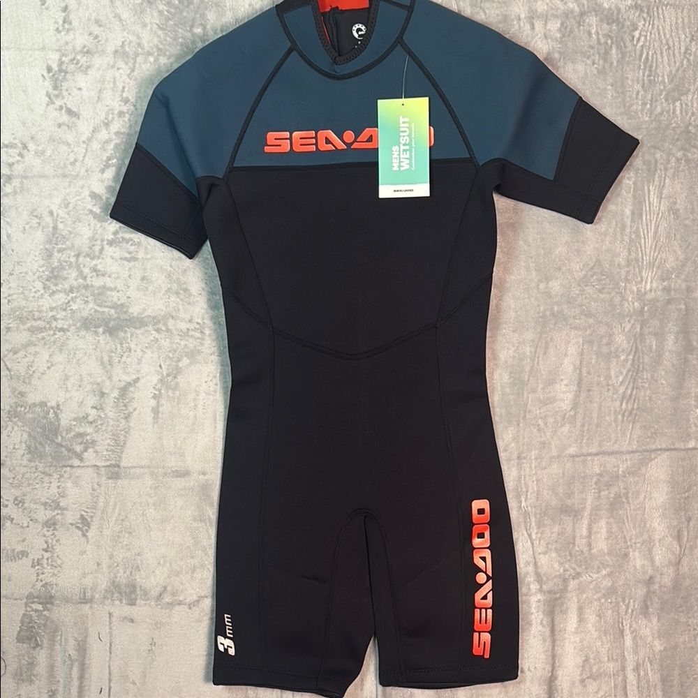 NWT New Sea-doo Navy/Marine Blue 3mm Escape Shorty Wetsuit Men’s Size Small
